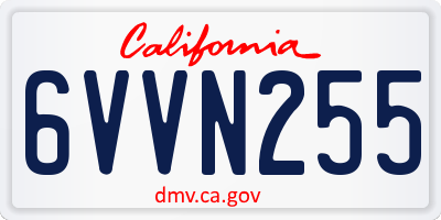 CA license plate 6VVN255