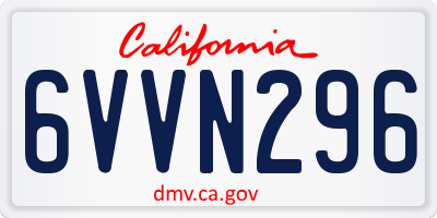 CA license plate 6VVN296