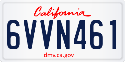 CA license plate 6VVN461