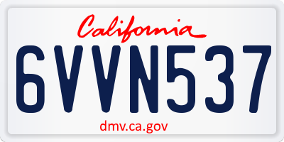 CA license plate 6VVN537
