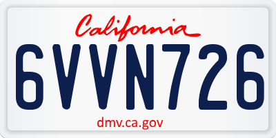 CA license plate 6VVN726