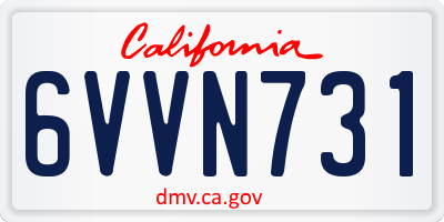 CA license plate 6VVN731