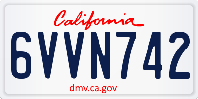 CA license plate 6VVN742