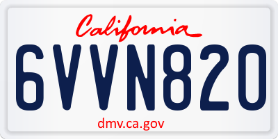 CA license plate 6VVN820