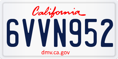CA license plate 6VVN952