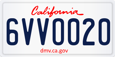 CA license plate 6VVO020