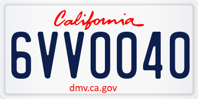 CA license plate 6VVO040