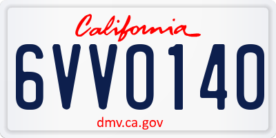 CA license plate 6VVO140