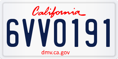 CA license plate 6VVO191