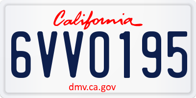 CA license plate 6VVO195