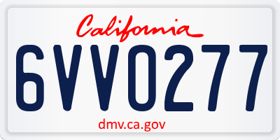 CA license plate 6VVO277