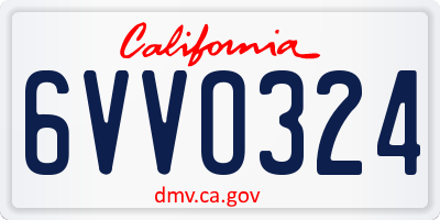 CA license plate 6VVO324