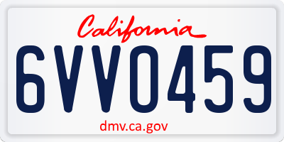 CA license plate 6VVO459
