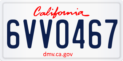 CA license plate 6VVO467