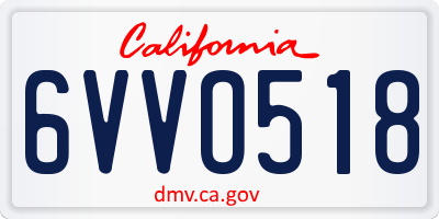 CA license plate 6VVO518