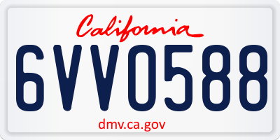 CA license plate 6VVO588