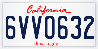 CA license plate 6VVO632