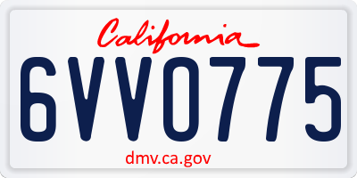 CA license plate 6VVO775