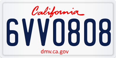 CA license plate 6VVO808