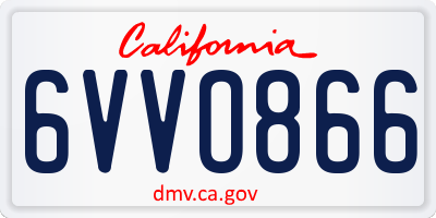 CA license plate 6VVO866