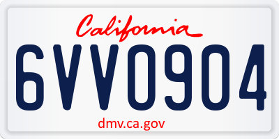 CA license plate 6VVO904