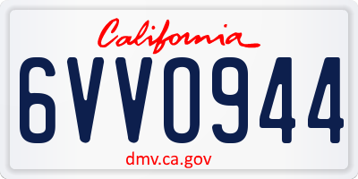 CA license plate 6VVO944