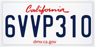 CA license plate 6VVP310