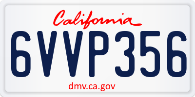 CA license plate 6VVP356