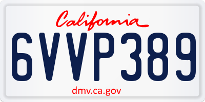CA license plate 6VVP389