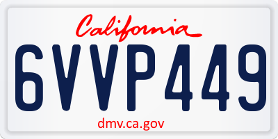 CA license plate 6VVP449