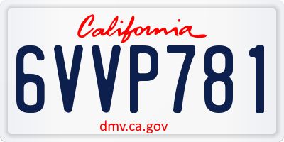 CA license plate 6VVP781