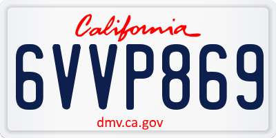 CA license plate 6VVP869