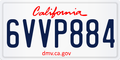 CA license plate 6VVP884