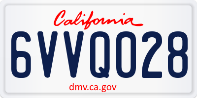 CA license plate 6VVQ028