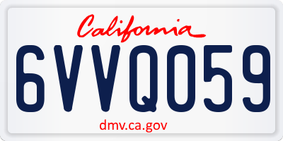 CA license plate 6VVQ059
