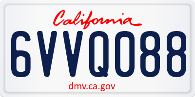 CA license plate 6VVQ088