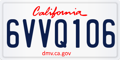 CA license plate 6VVQ106
