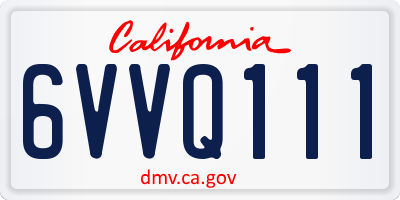 CA license plate 6VVQ111