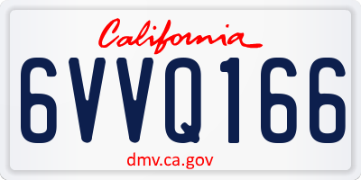 CA license plate 6VVQ166