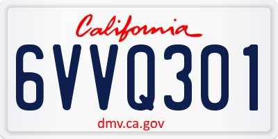 CA license plate 6VVQ301