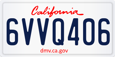 CA license plate 6VVQ406