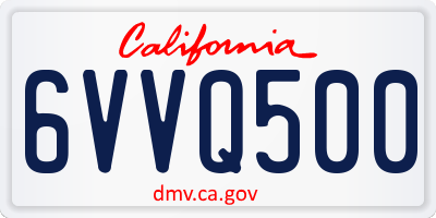 CA license plate 6VVQ500