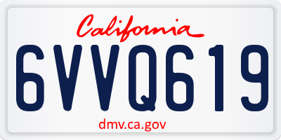 CA license plate 6VVQ619