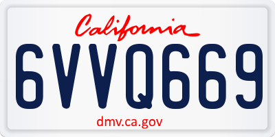 CA license plate 6VVQ669