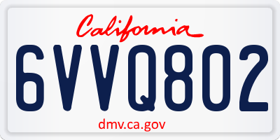 CA license plate 6VVQ802