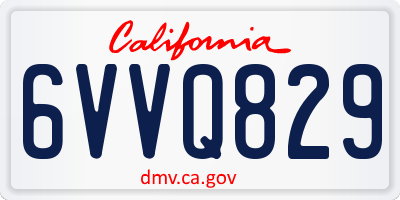 CA license plate 6VVQ829