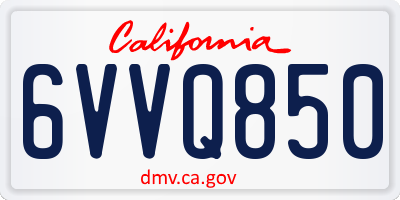 CA license plate 6VVQ850