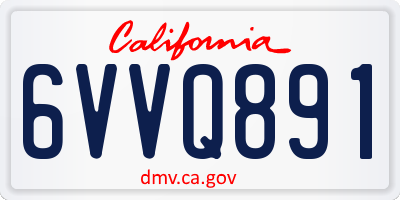 CA license plate 6VVQ891