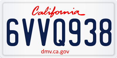 CA license plate 6VVQ938