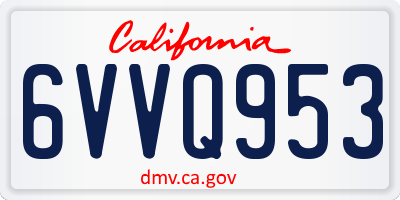 CA license plate 6VVQ953
